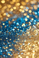 Wall Mural - Blue and gold abstract background and bokeh on new year's eve. ai generativ.