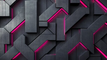 Poster - Abstract Background with Geometric Shapes and Neon Pink Accents on Dark Textured Surface Perfect for Modern Design and Technology Themes