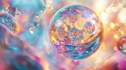 Poster - Colorful Abstract Molecular Structure in Soft Light
