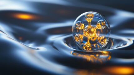 Poster - Abstract Golden Molecule in Fluid Motion