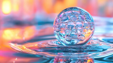 Poster - Iridescent Bubble on Water Surface in Soft Light