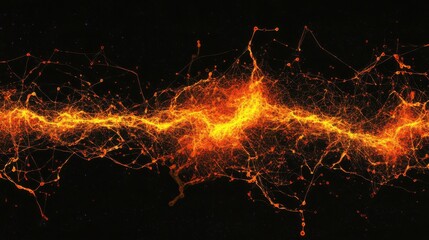 Poster - Abstract Orange and Yellow Energy Flow on Black Background