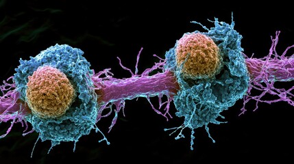 Poster - colorful microscopic view of biological cells and structures