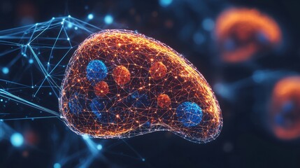 Poster - Futuristic Molecular Structure with Neon Effects