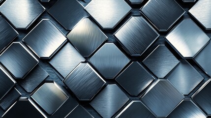 Aufkleber - Modern Metallic Background Made of Shiny Geometric Shapes with Sleek Surfaces, Highlighting Reflective Texture and Sophisticated Design Elements for Contemporary Aesthetics