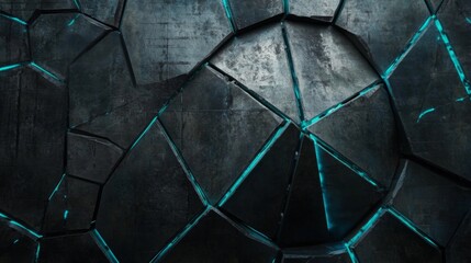 Aufkleber - Abstract Texture of Dark Gray Cracked Surface with Glowing Blue Accents for Futuristic and Sci-Fi Design Projects