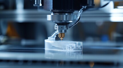 Aufkleber - 3D printed electronics being assembled in a factory tiny components being printed and assembled, clean industrial setting, cutting-edge technology