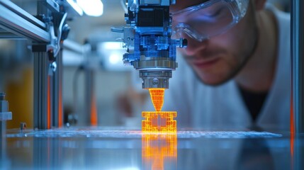 Aufkleber - 3D printed electronics being assembled in a factory tiny components being printed and assembled, clean industrial setting, cutting-edge technology