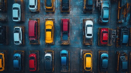 Aufkleber - Aerial view of a large automotive manufacturing plant with vehicles in production