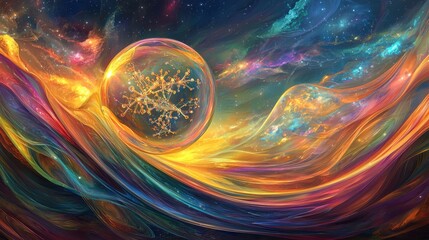Poster - Vibrant Cosmic Abstract with Colorful Swirls