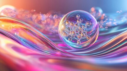 Poster - Colorful Abstract Bubble in Fluid Waves