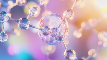 Poster - colorful molecular structure with light reflections