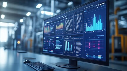 AI-powered monitoring system for energy storage plants digital dashboards, real-time data tracking, intelligent energy management, high-tech industrial atmosphere