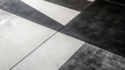 Poster - Modern Abstract Floor Design Featuring Geometric Patterns in Black and White Tones for Stylish Interior Decoration and Contemporary Architecture Inspiration