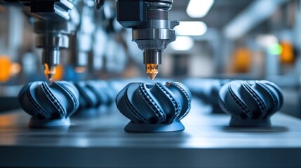 Aufkleber - Multi-material 3D printing for custom industrial tools different materials being layered for complex parts, precision machinery, advanced production techniques
