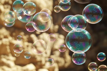 Aufkleber - A cluster of soap bubbles suspended in mid-air