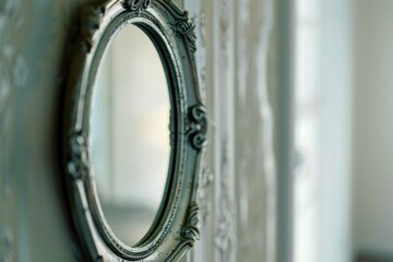 Poster - A simple mirror hung on a wall, providing a reflective surface