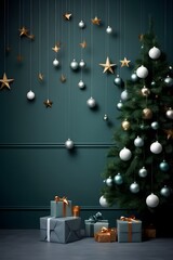 Poster - Backdrop with minimalist Christmas elements and room for extras AI generated illustration