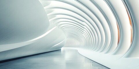 Sticker - A modern white building with a unique curved wall feature