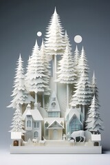Poster - Edge to edge minimalistic design for a Christmas scene AI generated illustration