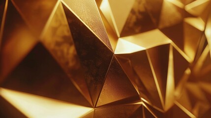 Aufkleber - A close-up view of a group of intricately folded gold origami shapes