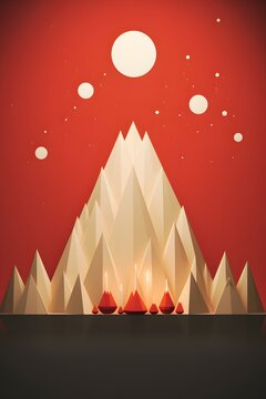 Edge to edge minimalistic design for a Christmas scene AI generated illustration