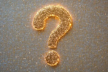 Poster - A golden question mark on a blue background, perfect for use in educational or inspirational contexts