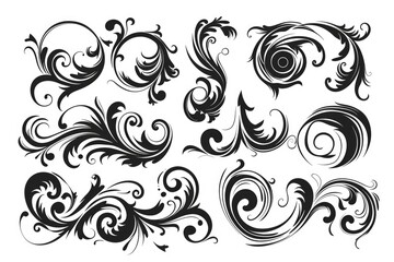 Poster - Monochromatic swirling patterns in various shapes and sizes