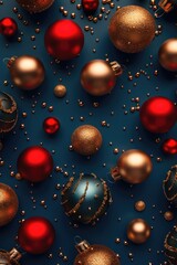 a collection of colorful christmas ornaments arranged on a bright blue background