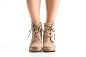 Poster - A pair of women's shoes placed on a clean white surface, ideal for close-up photography or showcasing footwear designs
