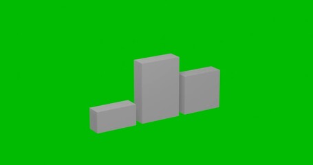 Poster - Animation of rotation of a white winners podium symbol with shadow. Simple and complex rotation. Seamless looped 4k animation on green chroma key background