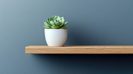 Aufkleber - A small potted plant sits on a wooden shelf, ready for display