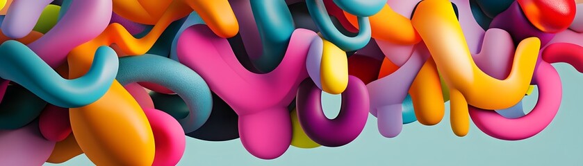 Poster - A vibrant and dynamic composition of colorful abstract shapes, creating a playful and energetic visual experience. Ideal for modern design projects and creative inspirations.