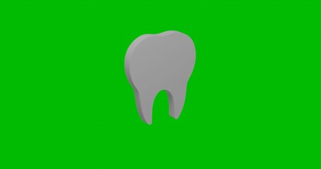 Poster - Animation of rotation of a white tooth symbol with shadow. Simple and complex rotation. Seamless looped 4k animation on green chroma key background