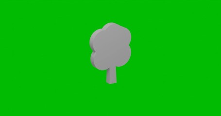 Poster - Animation of rotation of a white tree symbol with shadow. Simple and complex rotation. Seamless looped 4k animation on green chroma key background