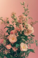 Poster - A decorative vase filled with pink and white flowers
