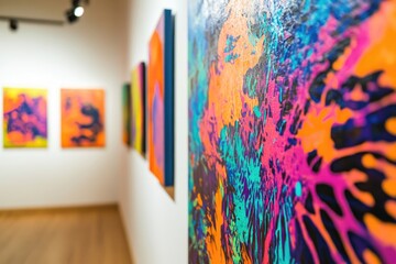 Poster - A cozy room filled with multiple paintings and artwork pieces,