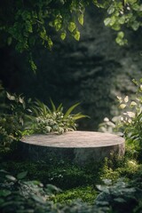 Poster - A wooden bench sits amidst the trees in a serene forest environment
