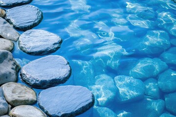 Poster - Clear blue water with rocks submerged underwater, suitable for travel or relaxation images