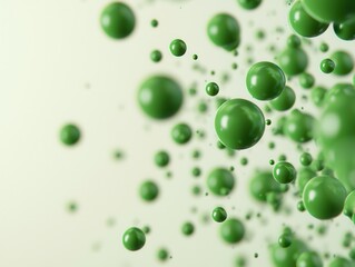 Poster - Exploring the movement of green spheres abstract science concept digital art environment close-up viewpoint