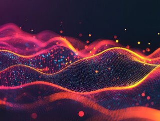 Poster - Dynamic waves of colorful light abstract digital art data visualization vibrant environment artistic concept
