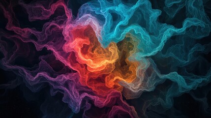 Poster - Dynamic abstract swirl of colorful light digital art visual design creative environment aesthetic viewpoint conceptual representation for modern art enthusiasts