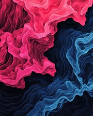 Poster - Dynamic abstract flowing patterns digital art colorful waves visual design close-up perspective modern aesthetic for creative projects