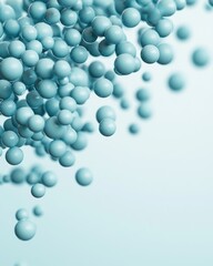 Poster - Floating blue spheres abstract art digital environment minimalist design close-up view concept of motion and fluidity