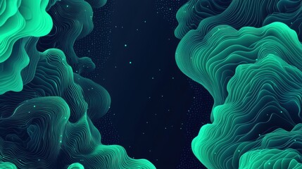 Poster - Abstract digital art exploration virtual environment graphic design futuristic atmosphere aerial view fluid motion patterns