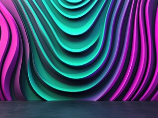 Poster - Dynamic abstract wave patterns digital artwork vivid colors modern space artistic view contemporary design for visual impact