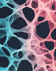 Fototapete - Dynamic abstract network connections in digital art creative visualization graphic design multicolored environment close-up view conceptual representation for technology and science