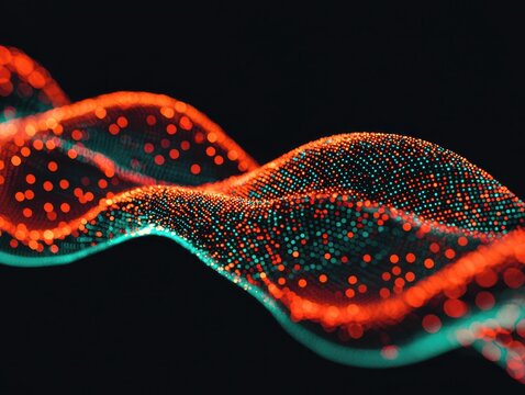 Dynamic wave patterns abstract digital art dark background creative visualization view concept of data flow and connectivity