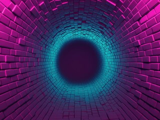 Fototapete - Dynamic tunnel visualization digital space abstract imagery bright color contrast perspective modern design concepts