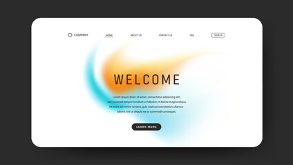 Poster - Abstract wave futuristic design of landing page. retro gradient mesh website design